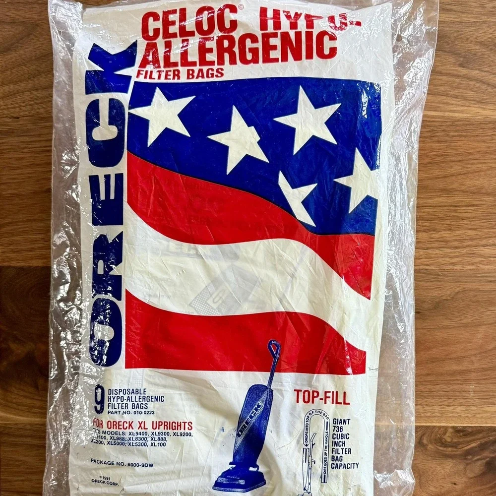 LOT of 7 Oreck 1991 Celoc Hypo-Allergenic Filter Bags PK8000-9DW XL Models